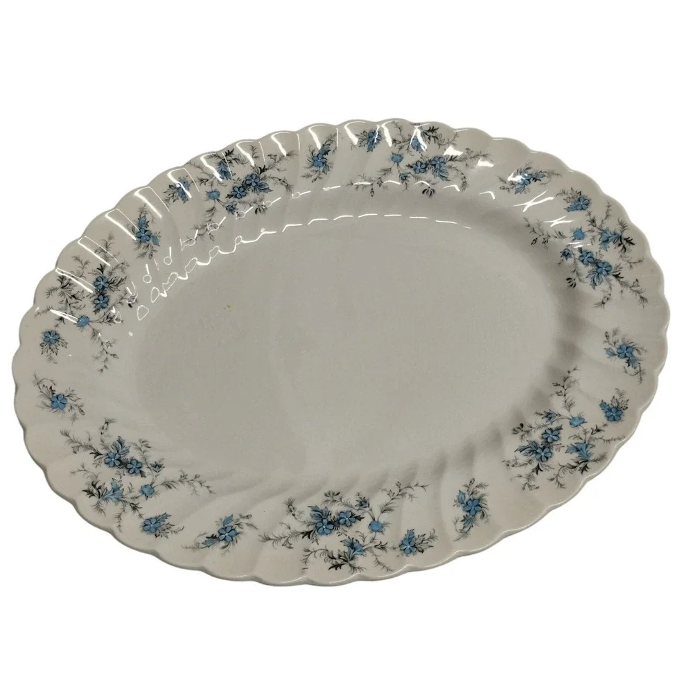 Myott Forget Me Not Blue Floral Oval Platter England Staffordshire Ware‎